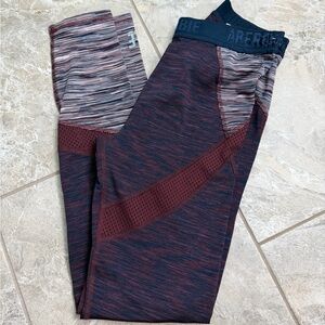Abercrombie & Fitch Women’s Burgundy and Navy Striped Leggings